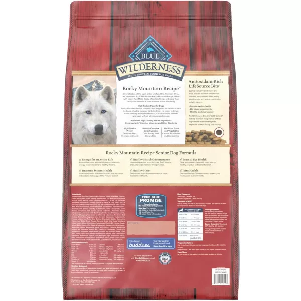 imageBlue Buffalo Wilderness Rocky Mountain Recipe High Protein Natural Senior Dry Dog Food Red Meat with Grain 28 lb bagBlue Buffalo Wilderness Rocky Mountain Recipe High Protein Natural Senior Dry Dog Food Red Meat with Grain 28 lb bag