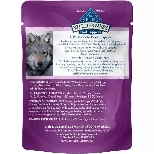 imageBlue Buffalo Wilderness Trail Toppers Wild Cuts High Protein Natural Wet Dog Food Variety Pack Chicken and Beef Bites 3oz Pouch 12 CountBeef 3 Ounce Pack of 24