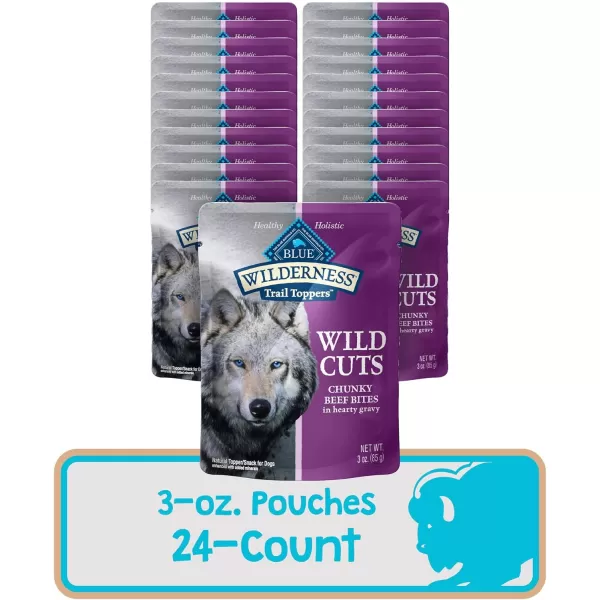 imageBlue Buffalo Wilderness Trail Toppers Wild Cuts High Protein Natural Wet Dog Food Variety Pack Chicken and Beef Bites 3oz Pouch 12 CountBeef 3 Ounce Pack of 24