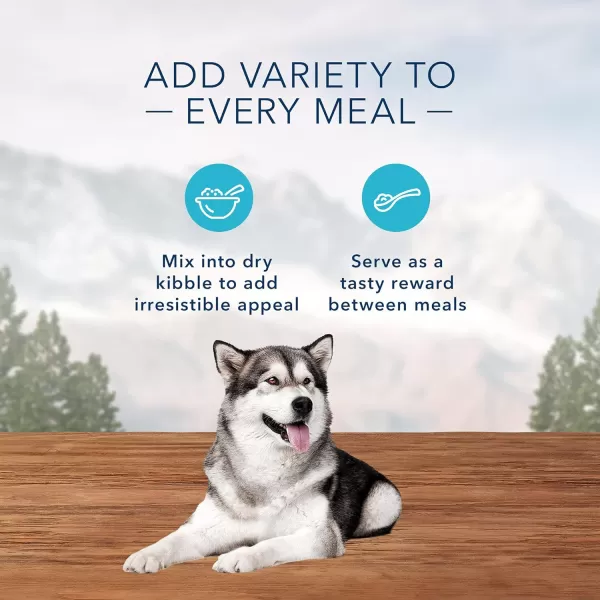 imageBlue Buffalo Wilderness Trail Toppers Wild Cuts High Protein Natural Wet Dog Food Variety Pack Chicken and Beef Bites 3oz Pouch 12 CountBeef Salmon Duck Chicken 3 Ounce Pack of 24
