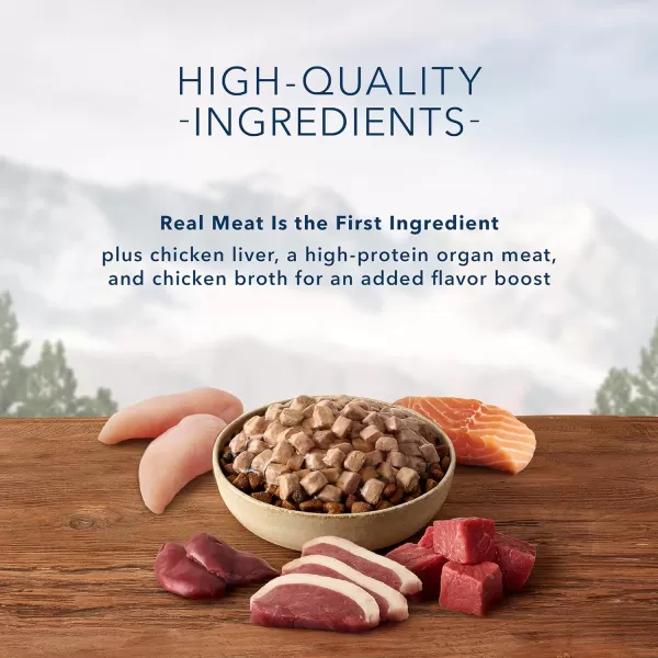 imageBlue Buffalo Wilderness Trail Toppers Wild Cuts High Protein Natural Wet Dog Food Variety Pack Chicken and Beef Bites 3oz Pouch 12 CountBeef Salmon Duck Chicken 3 Ounce Pack of 24
