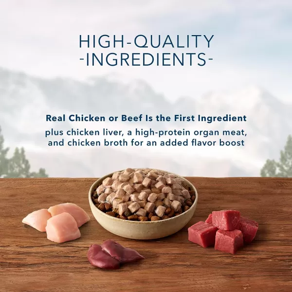 imageBlue Buffalo Wilderness Trail Toppers Wild Cuts High Protein Natural Wet Dog Food Variety Pack Chicken and Beef Bites 3oz Pouch 12 CountBeef amp Chicken 3 Ounce Pack of 12
