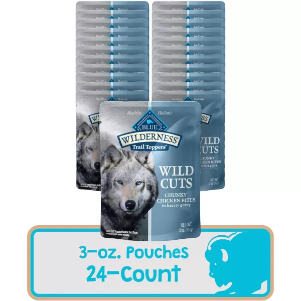 imageBlue Buffalo Wilderness Trail Toppers Wild Cuts High Protein Natural Wet Dog Food Variety Pack Chicken and Beef Bites 3oz Pouch 12 CountChicken 3 Ounce Pack of 24