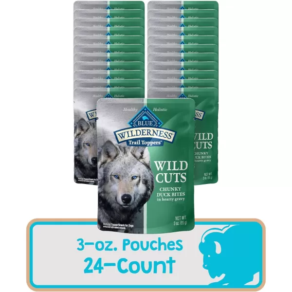 imageBlue Buffalo Wilderness Trail Toppers Wild Cuts High Protein Natural Wet Dog Food Variety Pack Chicken and Beef Bites 3oz Pouch 12 CountDuck 3 Ounce Pack of 24