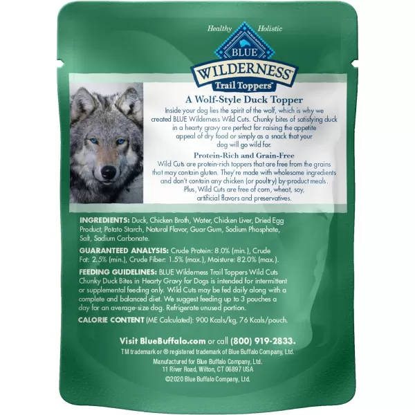 imageBlue Buffalo Wilderness Trail Toppers Wild Cuts High Protein Natural Wet Dog Food Variety Pack Chicken and Beef Bites 3oz Pouch 12 CountDuck 3 Ounce Pack of 24