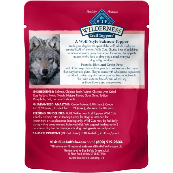 imageBlue Buffalo Wilderness Trail Toppers Wild Cuts High Protein Natural Wet Dog Food Variety Pack Chicken and Beef Bites 3oz Pouch 12 CountSalmon 3 Ounce Pack of 24