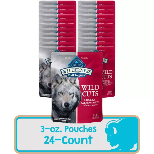 imageBlue Buffalo Wilderness Trail Toppers Wild Cuts High Protein Natural Wet Dog Food Variety Pack Chicken and Beef Bites 3oz Pouch 12 CountSalmon 3 Ounce Pack of 24