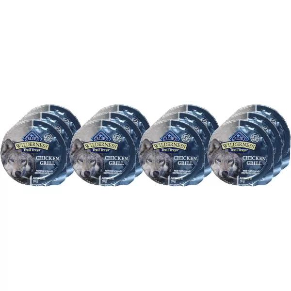 imageBlue Buffalo Wilderness Trail Trays High Protein Natural Adult Wet Dog Food Cups Beef Grill 35oz Pack of 12Chicken Grill 35 Ounce Pack of 12