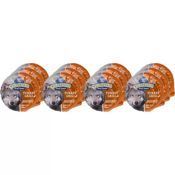 imageBlue Buffalo Wilderness Trail Trays High Protein Natural Adult Wet Dog Food Cups Beef Grill 35oz Pack of 12Turkey Grill 35 Ounce Pack of 12