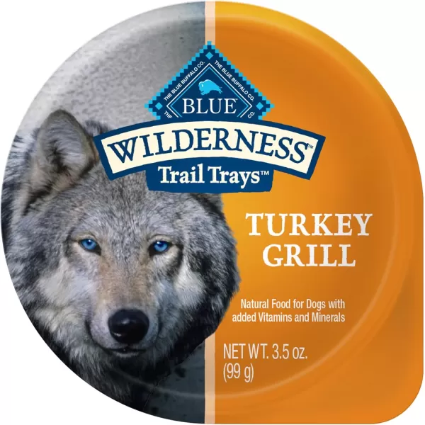 imageBlue Buffalo Wilderness Trail Trays High Protein Natural Adult Wet Dog Food Cups Beef Grill 35oz Pack of 12Turkey Grill 35 Ounce Pack of 12