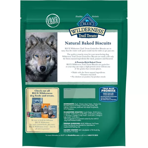 imageBlue Buffalo Wilderness Trail Treats High Protein Grain Free Crunchy Dog Treats Biscuits Salmon Recipe 24oz BagDuck 15 Pound Pack of 1