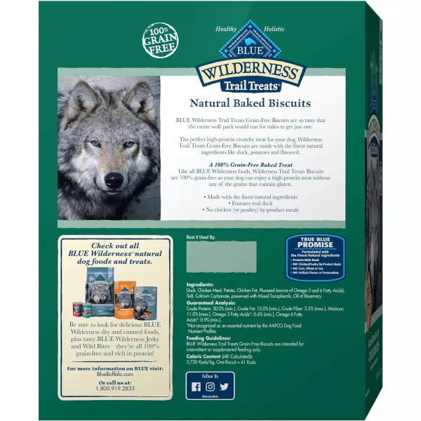 imageBlue Buffalo Wilderness Trail Treats High Protein Grain Free Crunchy Dog Treats Biscuits Salmon Recipe 24oz BagDuck 225 Pound Pack of 1
