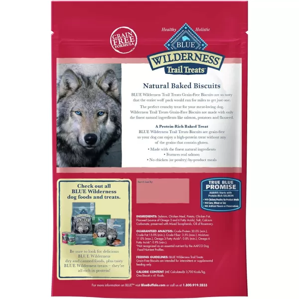 imageBlue Buffalo Wilderness Trail Treats High Protein Grain Free Crunchy Dog Treats Biscuits Salmon Recipe 24oz BagSalmon 10 Ounce Pack of 1