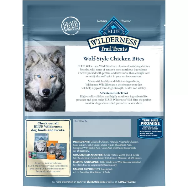imageBlue Buffalo Wilderness Trail Treats Wild Bites High Protein Grain Free SoftMoist Dog Treats Chicken 4oz bagBlue Buffalo Wilderness Trail Treats Wild Bites High Protein Grain Free SoftMoist Dog Treats Chicken 4oz bag