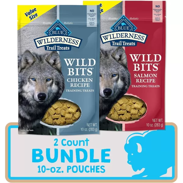 imageBlue Buffalo Wilderness Trail Treats Wild Bits High Protein Grain Free SoftMoist Training Dog Treats Chicken Recipe 10oz bagBUNDLE Salmon amp Chicken 10 Ounce Pack of 2