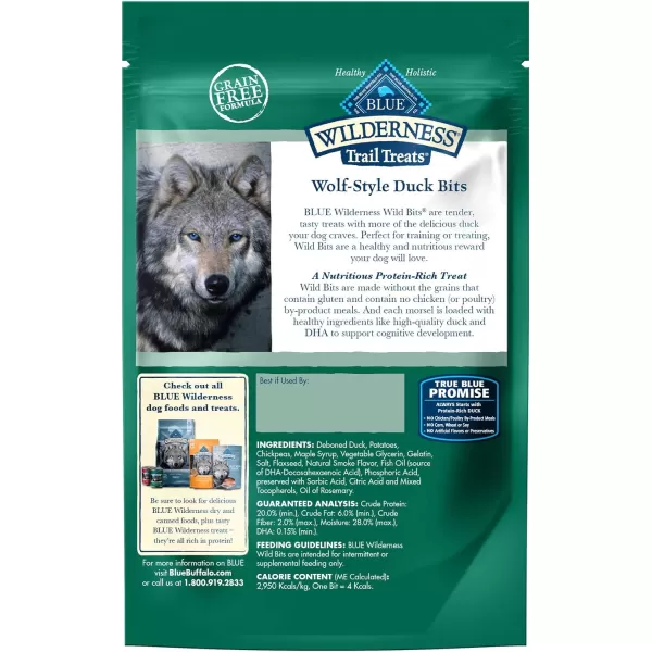 imageBlue Buffalo Wilderness Trail Treats Wild Bits High Protein Grain Free SoftMoist Training Dog Treats Salmon Recipe 10oz BagDuck 4 Ounce Pack of 1