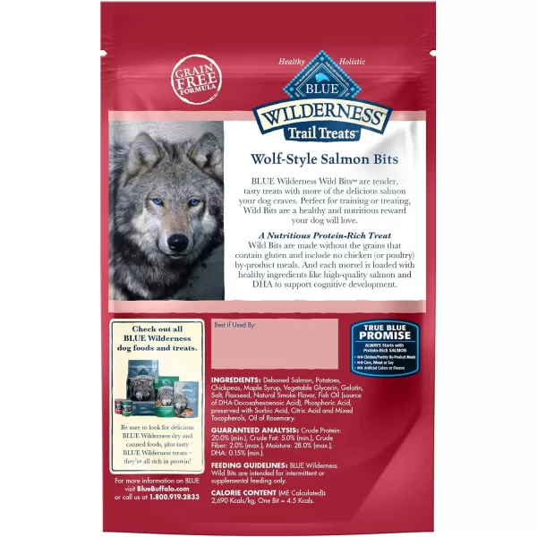 imageBlue Buffalo Wilderness Trail Treats Wild Bits High Protein Grain Free SoftMoist Training Dog Treats Salmon Recipe 10oz BagSalmon 4 Ounce Pack of 1
