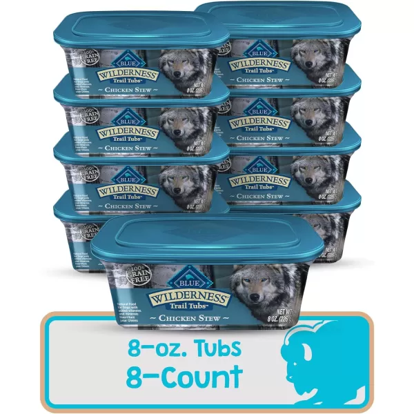 imageBlue Buffalo Wilderness Trail Tubs High Protein Natural Adult Wet Dog Food Tubs Chicken Stew 8oz Pack of 8Chicken Stew 8 Ounce Pack of 8