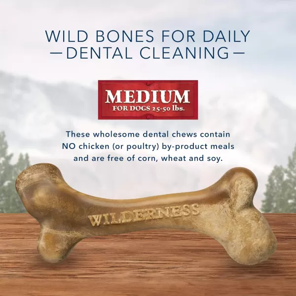 imageBlue Buffalo Wilderness Wild Bones Grain Free Dental Chews Dog Treats Medium 10oz BagMedium Bones 10 Ounce Pack of 1