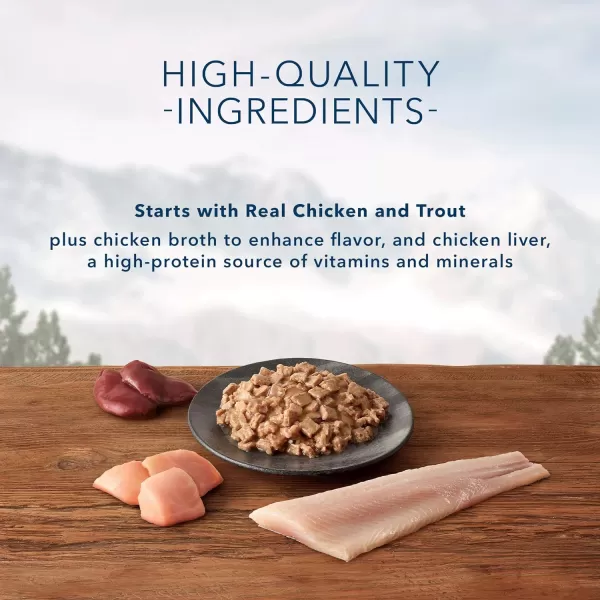 imageBlue Buffalo Wilderness Wild Delights High Protein Grain Free Natural Adult Flaked Wet Cat Food Chicken amp Turkey 3oz cans Pack of 24Chicken amp Trout 3 Ounce Pack of 24