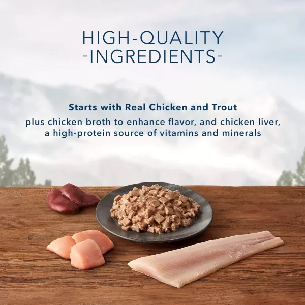 imageBlue Buffalo Wilderness Wild Delights High Protein Grain Free Natural Adult Flaked Wet Cat Food Chicken amp Turkey 3oz cans Pack of 24Chicken amp Trout 55 Ounce Pack of 24