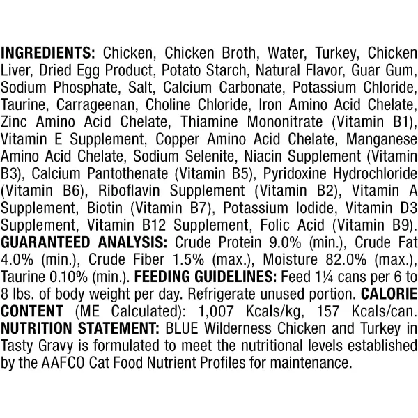 imageBlue Buffalo Wilderness Wild Delights High Protein Grain Free Natural Adult Minced Wet Cat Food Chicken amp Trout 55 oz cans Pack of 24Chicken amp Turkey