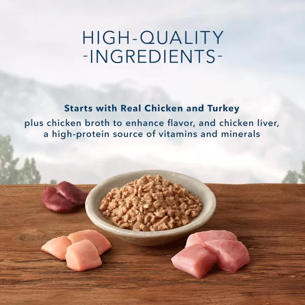 imageBlue Buffalo Wilderness Wild Delights High Protein Grain Free Natural Adult Minced Wet Cat Food Chicken amp Trout 55 oz cans Pack of 24Chicken amp Turkey