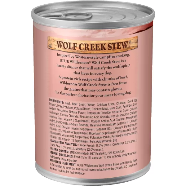 imageBlue Buffalo Wilderness Wolf Creek Stew High Protein Natural Wet Dog Food Savory Salmon Stew in gravy 125oz cans Pack of 12Beef Stew 125 Ounce Pack of 12