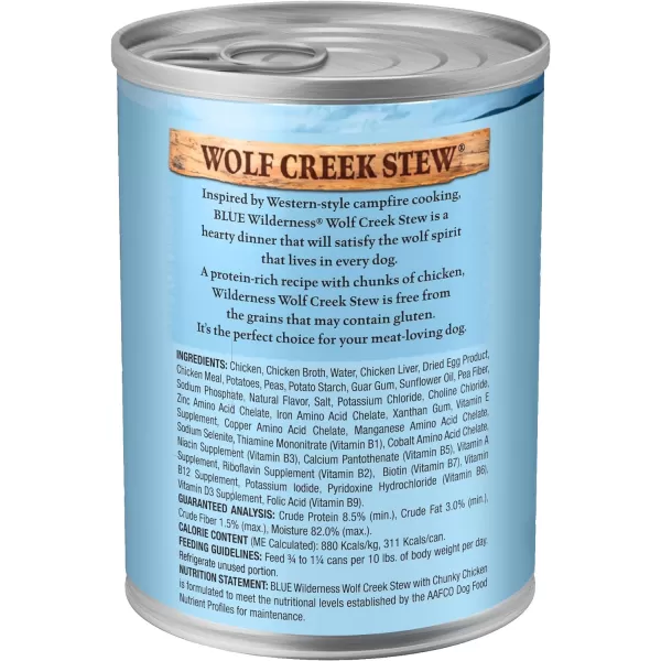 imageBlue Buffalo Wilderness Wolf Creek Stew High Protein Natural Wet Dog Food Savory Salmon Stew in gravy 125oz cans Pack of 12Chicken Stew 125 Ounce Pack of 12