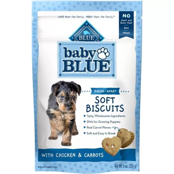 imageBlue Buffalo Baby BLUE Soft Biscuits Natural Puppy Dog Treats Chicken amp Carrots 8oz BagBlue Buffalo Baby BLUE Soft Biscuits Natural Puppy Dog Treats Chicken amp Carrots 8oz Bag