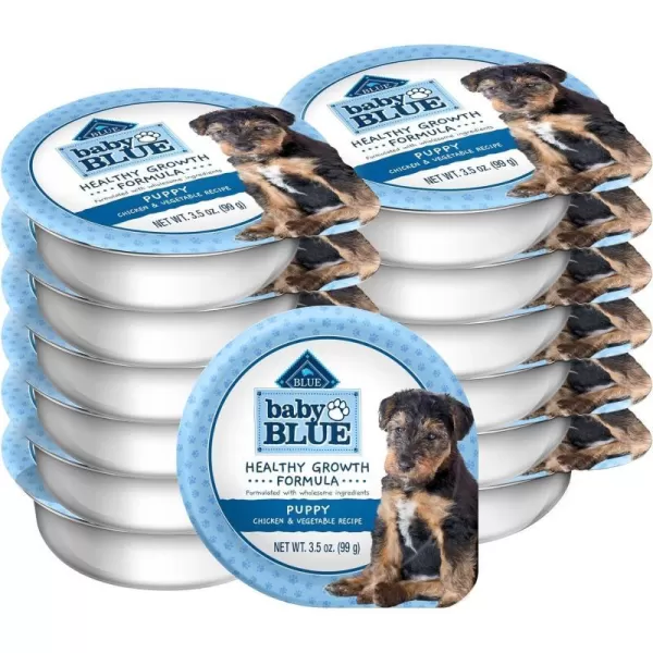 imageBlue Buffalo Baby Blue Healthy Growth Formula Natural Puppy Wet Dog Food Cup Chicken and Vegetable Recipe 35oz Cups Pack of 12Chicken amp Vegetable 35 Ounce Pack of 12