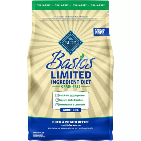 imageBlue Buffalo Basics Skin amp Stomach Care Grain Free Natural Adult Dry Dog Food Duck amp Potato 4lbBlue Buffalo Basics Skin amp Stomach Care Grain Free Natural Adult Dry Dog Food Duck amp Potato 4lb