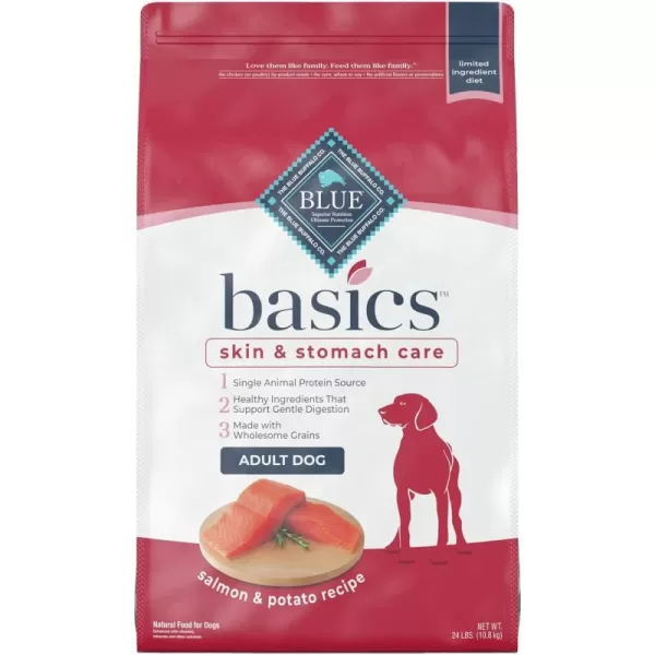 imageBlue Buffalo Basics Skin amp Stomach Care Natural Adult Dry Dog Food Turkey amp Potato 24lbSalmon amp Potato 24 Pound Pack of 1