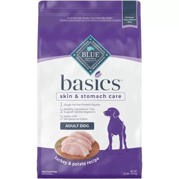 imageBlue Buffalo Basics Skin amp Stomach Care Natural Adult Dry Dog Food Turkey amp Potato 24lbTurkey amp Potato 24 Pound Pack of 1