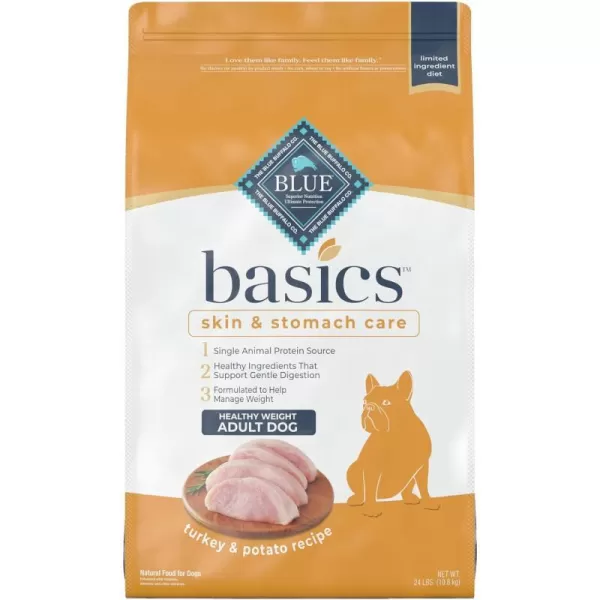 imageBlue Buffalo Basics Skin amp Stomach Care Natural Adult Healthy Weight Dry Dog Food Turkey amp Potato 24lbTurkey amp Potato 24 Pound Pack of 1