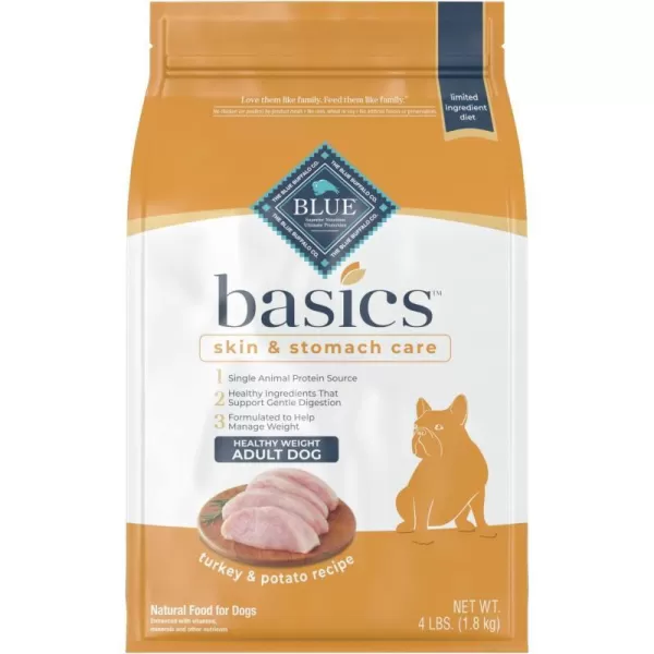 imageBlue Buffalo Basics Skin amp Stomach Care Natural Adult Healthy Weight Dry Dog Food Turkey amp Potato 24lbTurkey amp Potato 4 Pound Pack of 1
