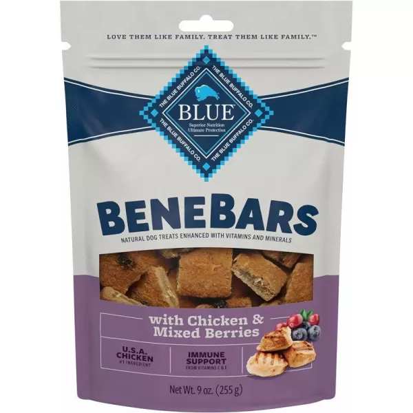 imageBlue Buffalo Benebars Natural Dog Treats Immune Support Chicken and Mixed Berries 9oz BagBlue Buffalo Benebars Natural Dog Treats Immune Support Chicken and Mixed Berries 9oz Bag
