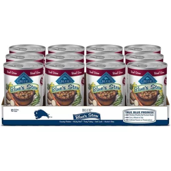 imageBlue Buffalo Blues Stew Natural Adult Wet Dog Food Beef Stew 125oz can Pack of 12Beef 125 Ounce Pack of 12