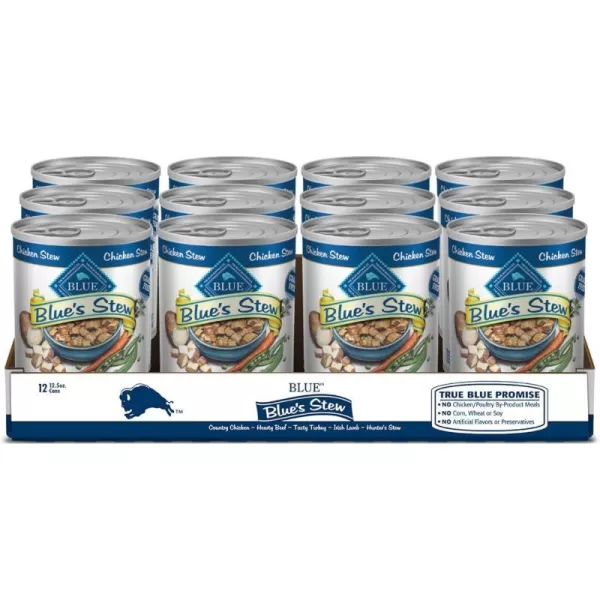 imageBlue Buffalo Blues Stew Natural Adult Wet Dog Food Beef Stew 125oz can Pack of 12Chicken 125 Ounce Pack of 12