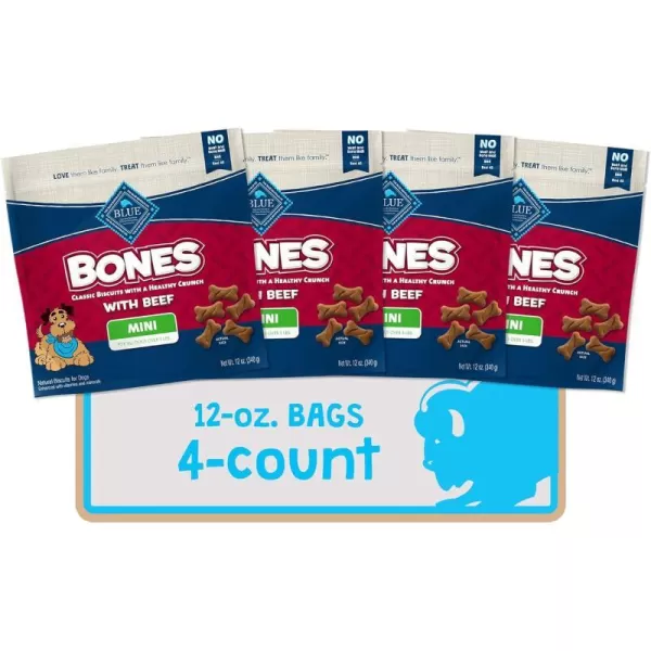 imageBlue Buffalo Bones Natural Crunchy Dog Treats Large Dog Biscuits Chicken 16oz bag 4 countBeef 12 Ounce Pack of 4