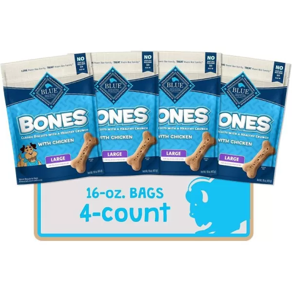imageBlue Buffalo Bones Natural Crunchy Dog Treats Large Dog Biscuits Chicken 16oz bag 4 countChicken 16 Ounce Pack of 4