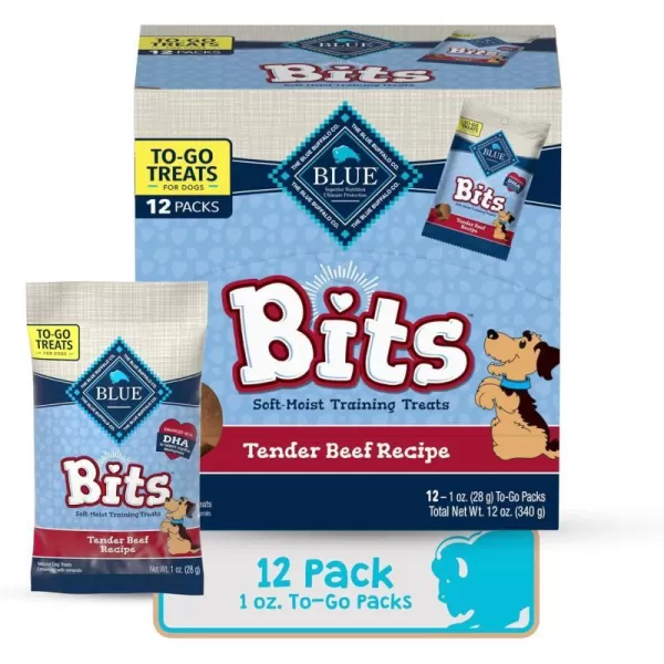 imageBlue Buffalo Bones Natural Crunchy Dog Treats TOGO Mini Dog Biscuits Beef 1oz Bags Pack of 12BLUE Bits Beef 1 Ounce Pack of 12