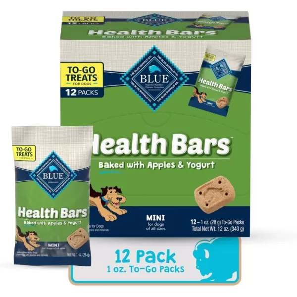 imageBlue Buffalo Bones Natural Crunchy Dog Treats TOGO Mini Dog Biscuits Beef 1oz Bags Pack of 12MINIApple amp Yogurt 1 Ounce Pack of 12