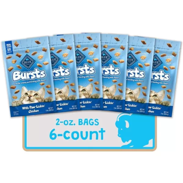 imageBlue Buffalo Bursts Crunchy Cat Treats Variety Pack Chicken Chicken Liver and Beef and Seafood 5oz Bags 3 countChicken 2 Ounce Pack of 6