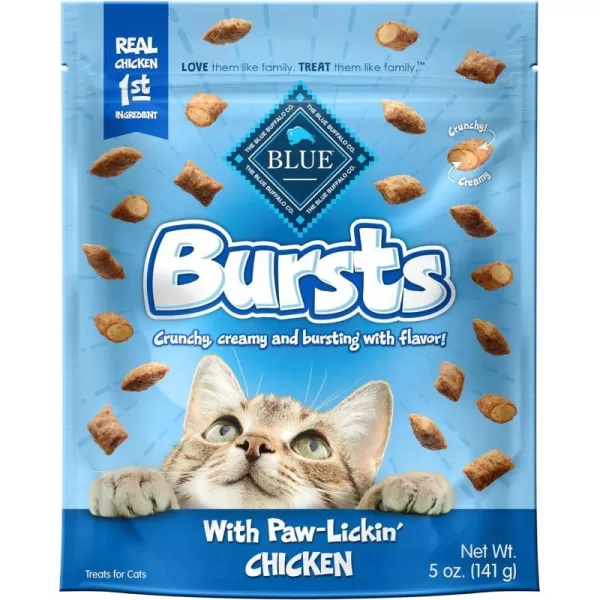 imageBlue Buffalo Bursts Crunchy Cat Treats Variety Pack Chicken Chicken Liver and Beef and Seafood 5oz Bags 3 countChicken 5 Ounce Pack of 1