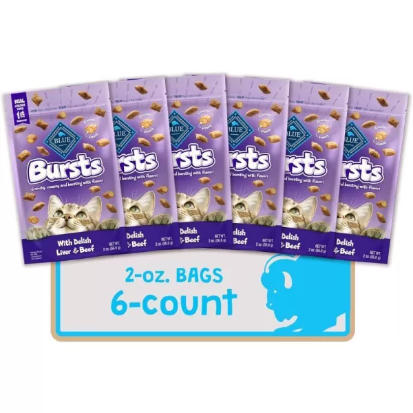 imageBlue Buffalo Bursts Crunchy Cat Treats Variety Pack Chicken Chicken Liver and Beef and Seafood 5oz Bags 3 countChicken Liver amp Beef 1 Count Pack of 6