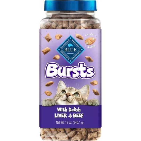 imageBlue Buffalo Bursts Crunchy Cat Treats Variety Pack Chicken Chicken Liver and Beef and Seafood 5oz Bags 3 countChicken Liver amp Beef 12 Ounce Pack of 1