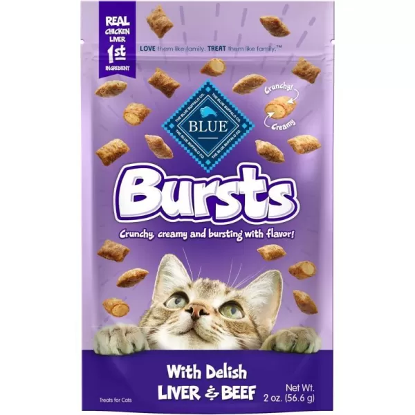imageBlue Buffalo Bursts Crunchy Cat Treats Variety Pack Chicken Chicken Liver and Beef and Seafood 5oz Bags 3 countLiver 2 Ounce Pack of 1