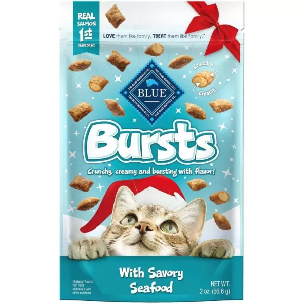 imageBlue Buffalo Bursts Crunchy Cat Treats Variety Pack Chicken Chicken Liver and Beef and Seafood 5oz Bags 3 countSeafood 2 OZ