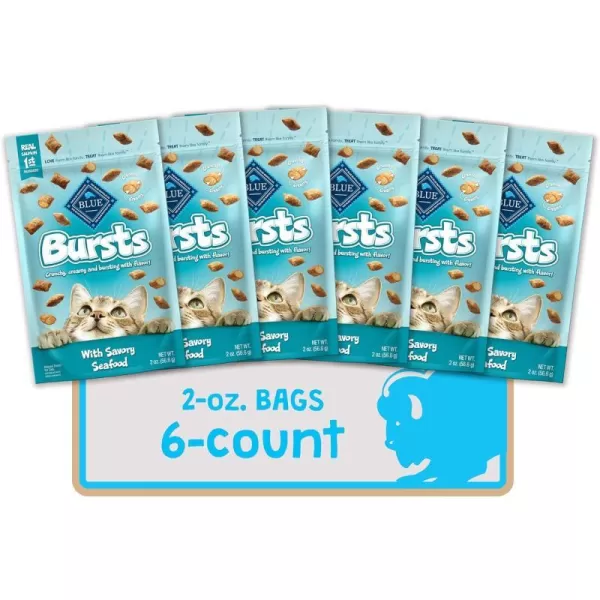 imageBlue Buffalo Bursts Crunchy Cat Treats Variety Pack Chicken Chicken Liver and Beef and Seafood 5oz Bags 3 countSeafood 2 Ounce Pack of 6